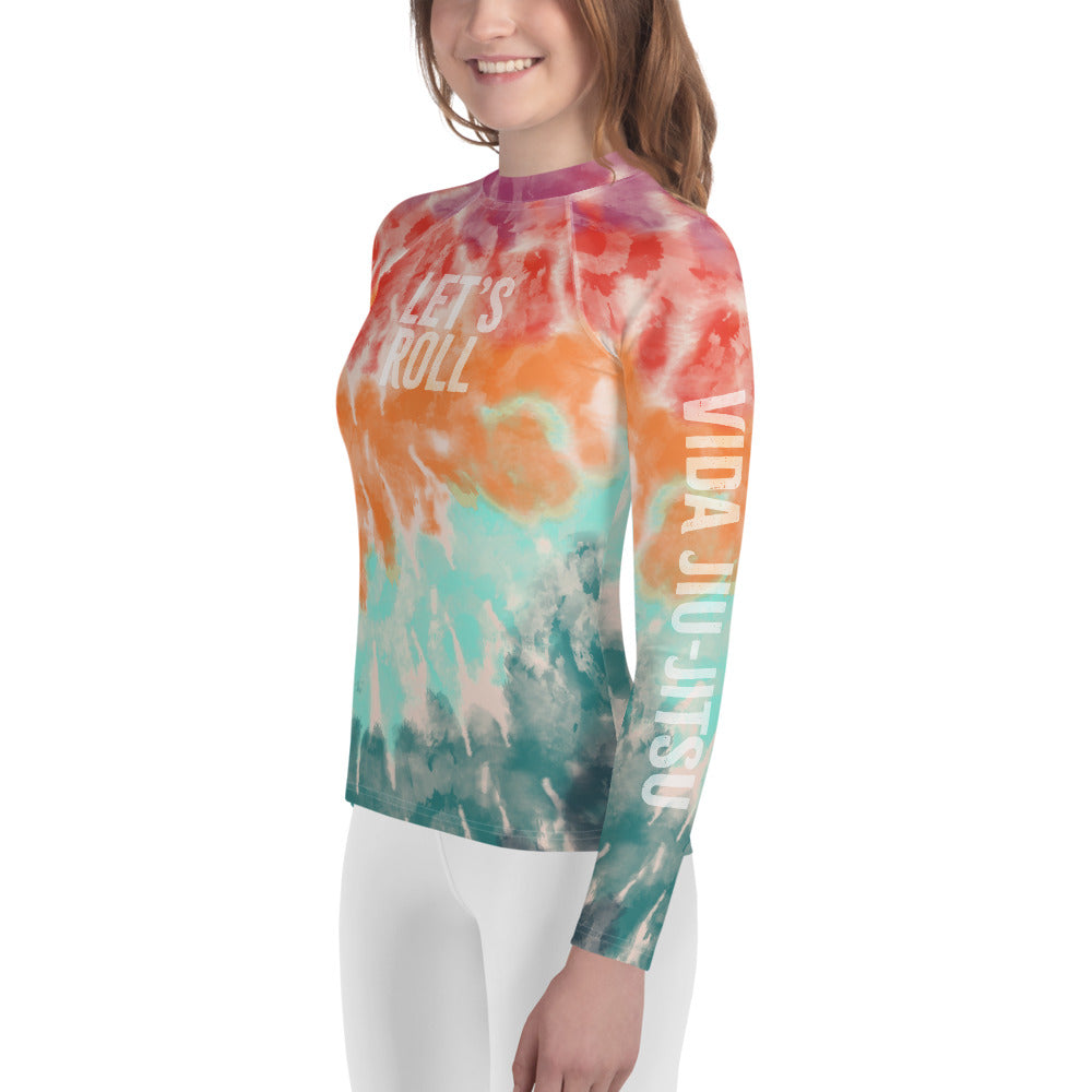Tie Dye Let's Roll NoGi Youth JiuJitsu Rash Guard (BJJ Colorway 1