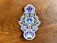 BJJ Folk Art Floral Sticker - Jiu-Jitsu Vinyl Flowers Decal