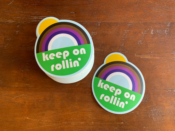 Keep on Rollin Jiu-Jitsu Belt Rank Rainbow Sticker - Die-Cut Vinyl Decal