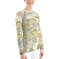 Floral Waves Japanese Illustration Women's BJJ Rash Guard