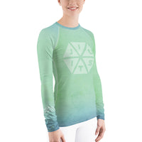 Jiu-Jitsu Hexagon Blue Green Fade Women's Rash Guard