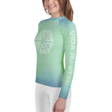 Jiu-Jitsu Hexagon Blue-Green Fade Youth Rash Guard