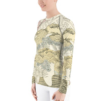 Floral Waves Japanese Illustration Women's BJJ Rash Guard