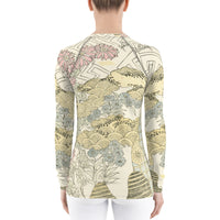 Floral Waves Japanese Illustration Women's BJJ Rash Guard