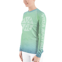 Jiu-Jitsu Hexagon Blue Green Fade Women's Rash Guard