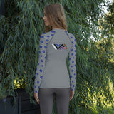 Jiu-Jitsu Flowers Ranked BJJ Women's Rash Guard - BLUE
