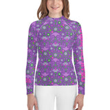 Pink and Purple Flowers Youth Jiu-Jitsu Rash Guard