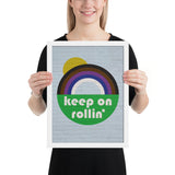 Keep on Rollin' Jiu-Jitsu Rainbow Framed Art Poster Print
