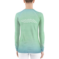 Jiu-Jitsu Hexagon Blue Green Fade Women's Rash Guard