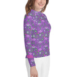 Pink and Purple Flowers Youth Jiu-Jitsu Rash Guard