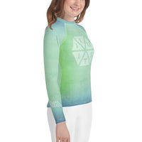 Jiu-Jitsu Hexagon Blue-Green Fade Youth Rash Guard