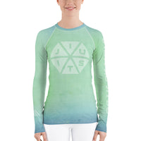 Jiu-Jitsu Hexagon Blue Green Fade Women's Rash Guard