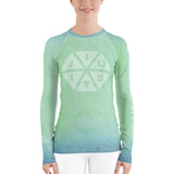 Jiu-Jitsu Hexagon Blue Green Fade Women's Rash Guard