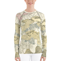 Floral Waves Japanese Illustration Women's BJJ Rash Guard