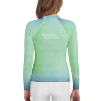 Jiu-Jitsu Hexagon Blue-Green Fade Youth Rash Guard