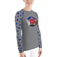 Jiu-Jitsu Flowers Ranked BJJ Women's Rash Guard - BLUE