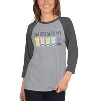 Sweeps With My Peeps Unisex 3/4 Sleeve BJJ Easter Raglan Shirt